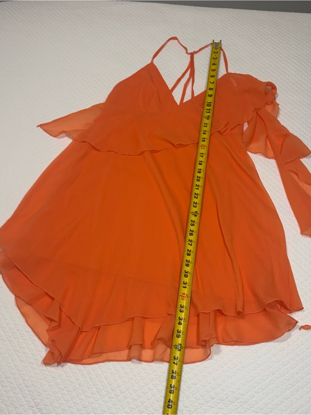 ASOS Orange Ruffle Halter Mini Dress - Picture 2 of 5